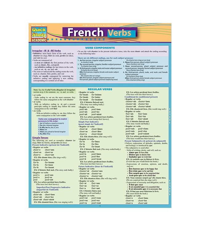 FRENCH VERBS QUICK STUDY