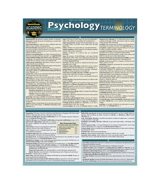 PSYCHOLOGY TERMINOLOGY QU